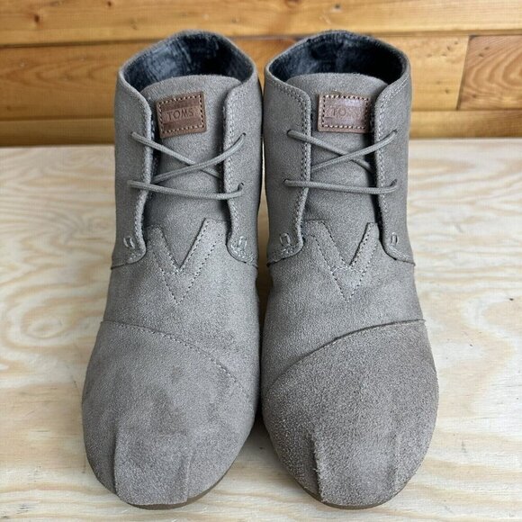 Toms Kala Chukka Wedge Boots. Size 11  Brown Leather. Lace Up - Picture 2 of 5